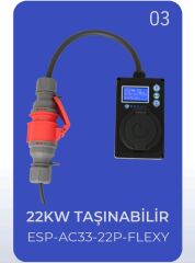 22KW Essan ESP-AC33-22P Flexy Elektrikli Araç Taşınabilir Şarj Cihazı